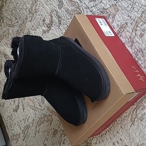 Style & Co. Black ugg type black suede boots, fur lined, brand new